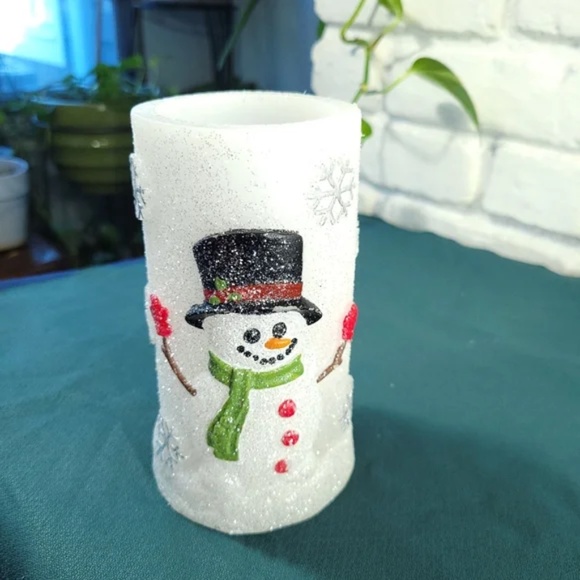 Other - 3/$25 Snowman Battery Glitter Candle
